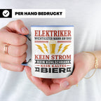 Elektriker Tasse mit Spruch Kein Strom Kein kaltes Bier Gesc – Blau [farbe:blau]