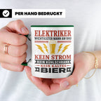 Elektriker Tasse mit Spruch Kein Strom Kein kaltes Bier Gesc – Grün [farbe:grün]