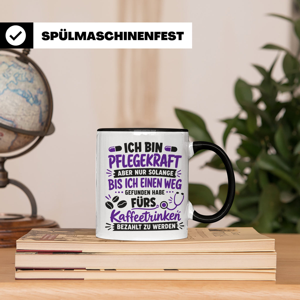 Pflegekraft Tasse mit Spruch Kaffeetrinken lustig Geschenk K – Schwarz [farbe:schwarz]
