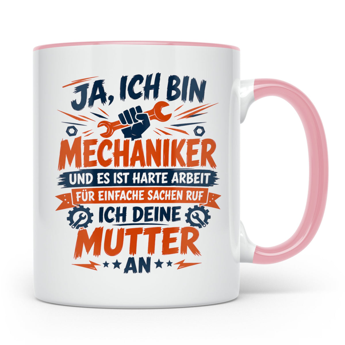 Mechaniker Tasse mit Spruch | KFZ Mechatroniker Geschenkidee – Rosa [farbe:rosa]