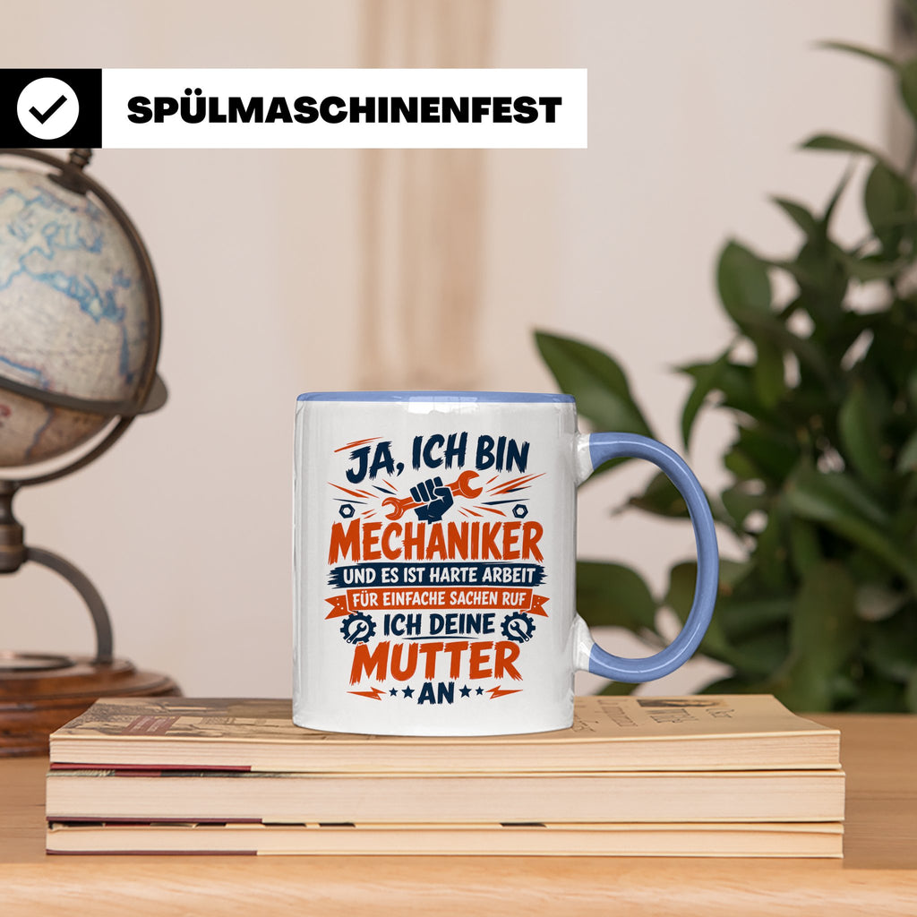 Mechaniker Tasse mit Spruch | KFZ Mechatroniker Geschenkidee – Blau [farbe:blau]