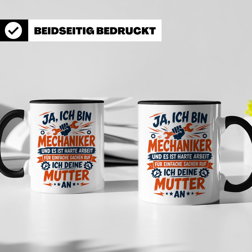 Mechaniker Tasse mit Spruch | KFZ Mechatroniker Geschenkidee – Schwarz [farbe:schwarz]