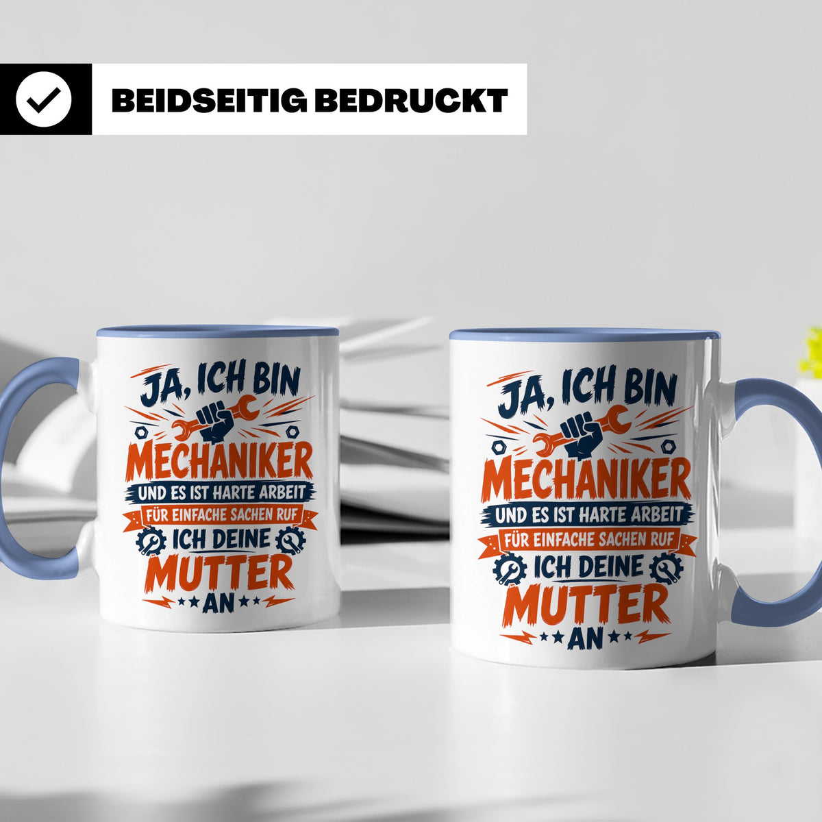 Mechaniker Tasse mit Spruch | KFZ Mechatroniker Geschenkidee – Blau [farbe:blau]