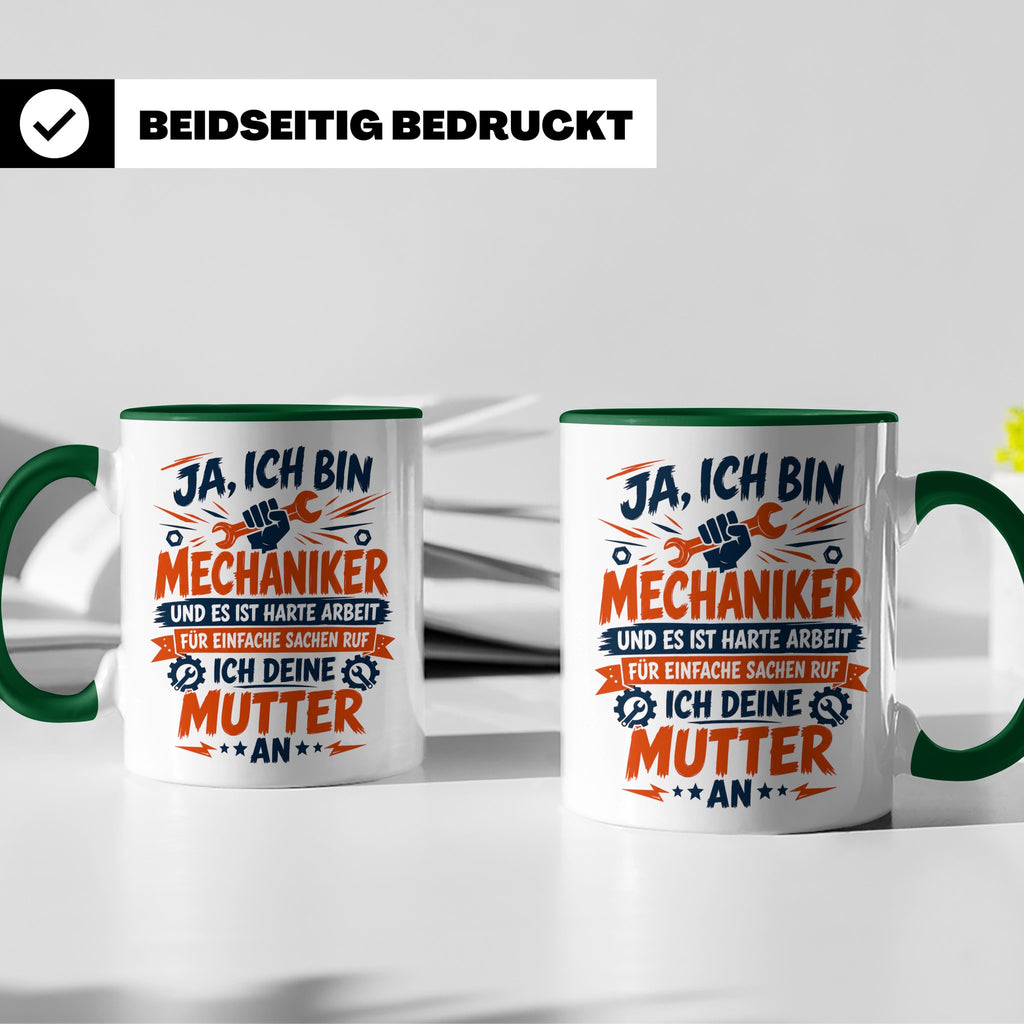 Mechaniker Tasse mit Spruch | KFZ Mechatroniker Geschenkidee – Grün [farbe:grün]
