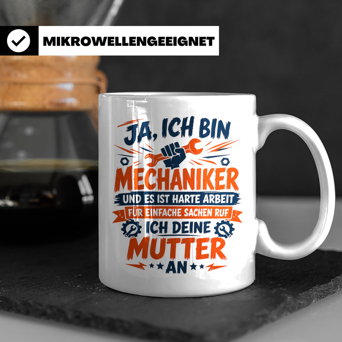 Mechaniker Tasse mit Spruch | KFZ Mechatroniker Geschenkidee – Weiß [farbe:weiß]