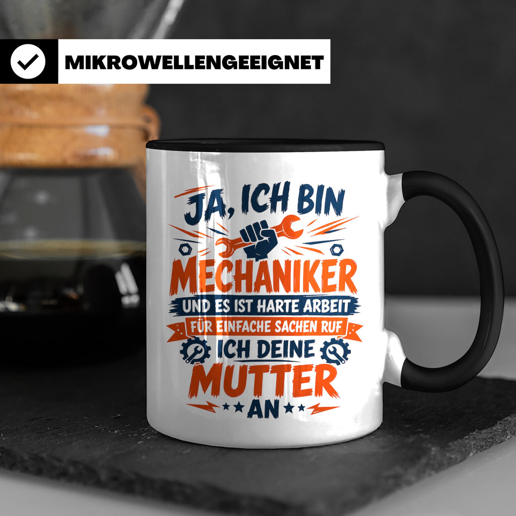 Mechaniker Tasse mit Spruch | KFZ Mechatroniker Geschenkidee – Schwarz [farbe:schwarz]