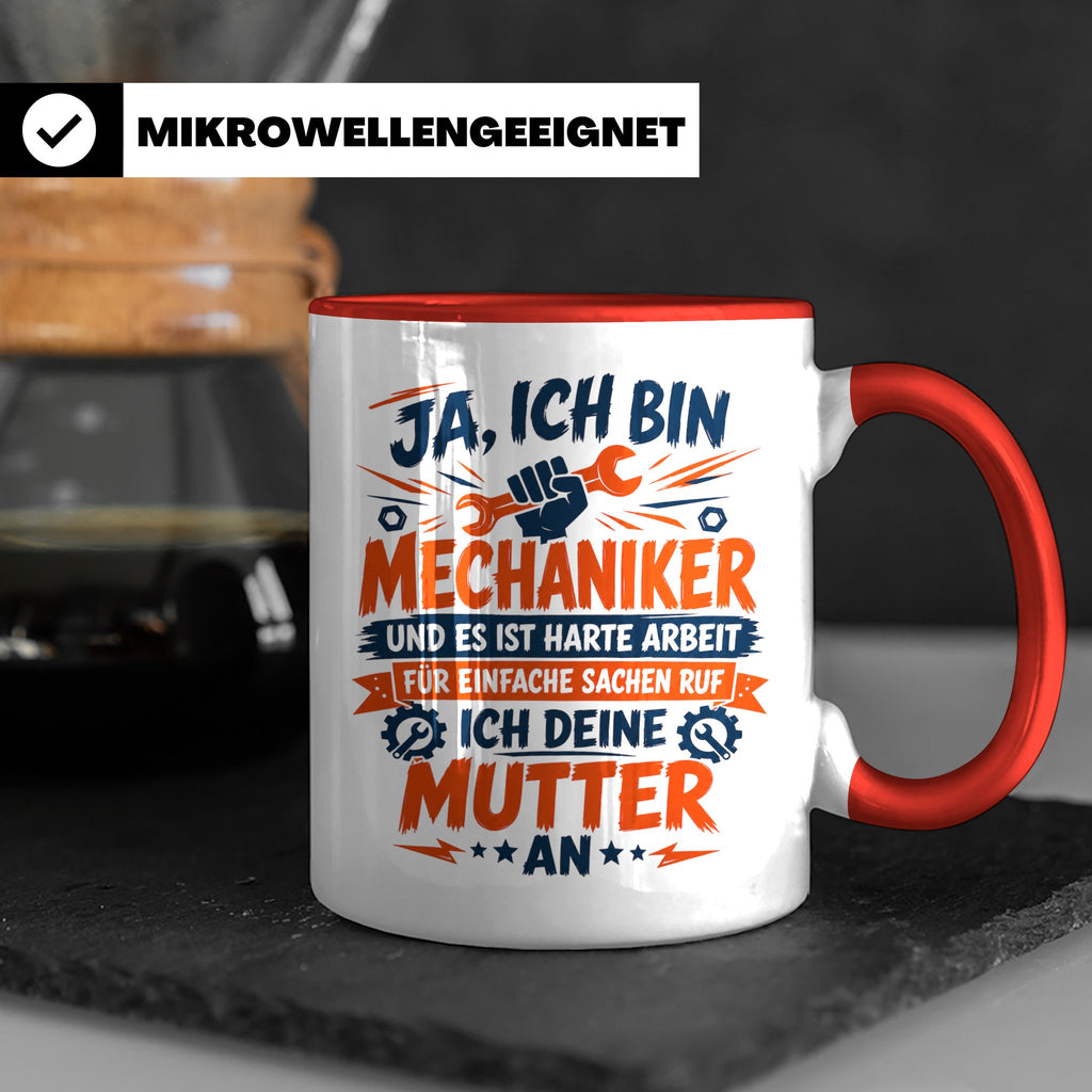 Mechaniker Tasse mit Spruch | KFZ Mechatroniker Geschenkidee – Rot [farbe:rot]