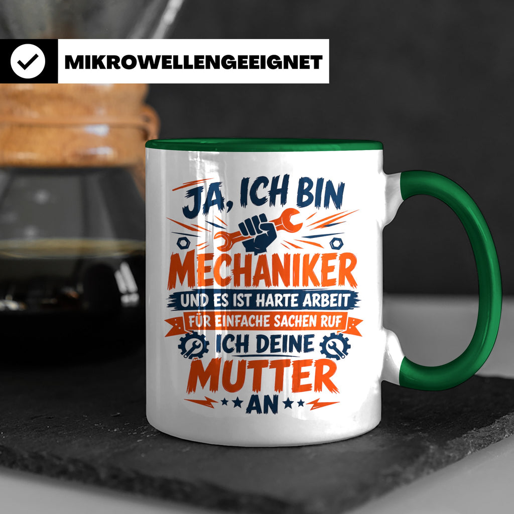 Mechaniker Tasse mit Spruch | KFZ Mechatroniker Geschenkidee – Grün [farbe:grün]