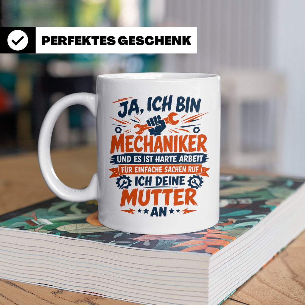 Mechaniker Tasse mit Spruch | KFZ Mechatroniker Geschenkidee – Weiß [farbe:weiß]