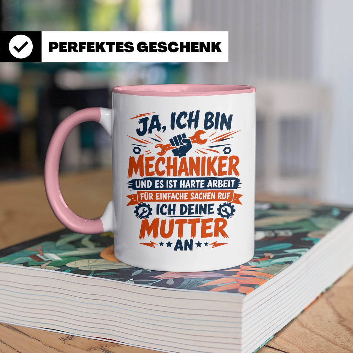 Mechaniker Tasse mit Spruch | KFZ Mechatroniker Geschenkidee – Rosa [farbe:rosa]