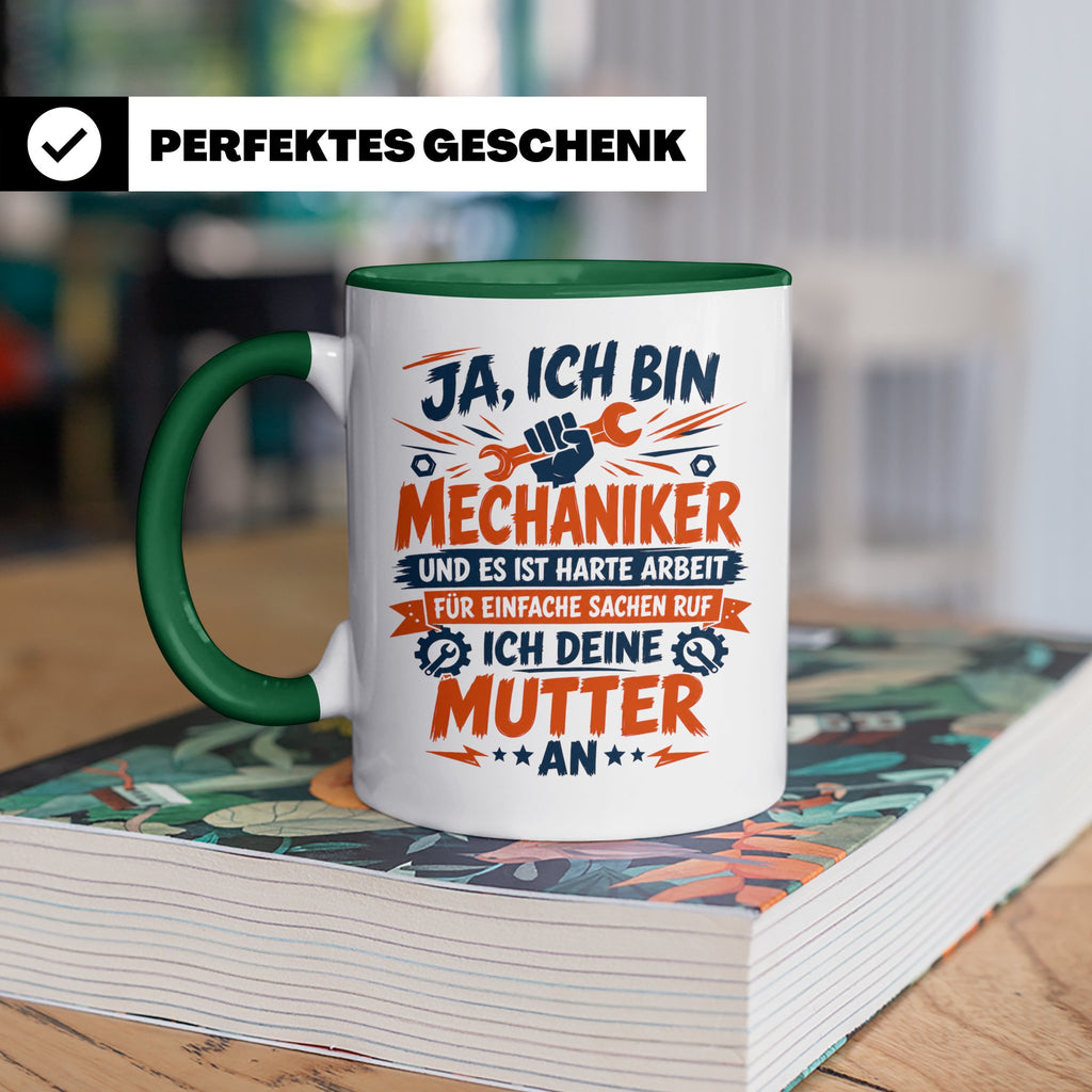 Mechaniker Tasse mit Spruch | KFZ Mechatroniker Geschenkidee – Grün [farbe:grün]