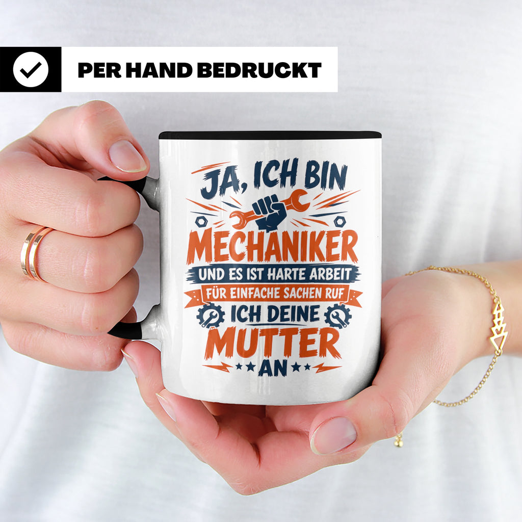 Mechaniker Tasse mit Spruch | KFZ Mechatroniker Geschenkidee – Schwarz [farbe:schwarz]