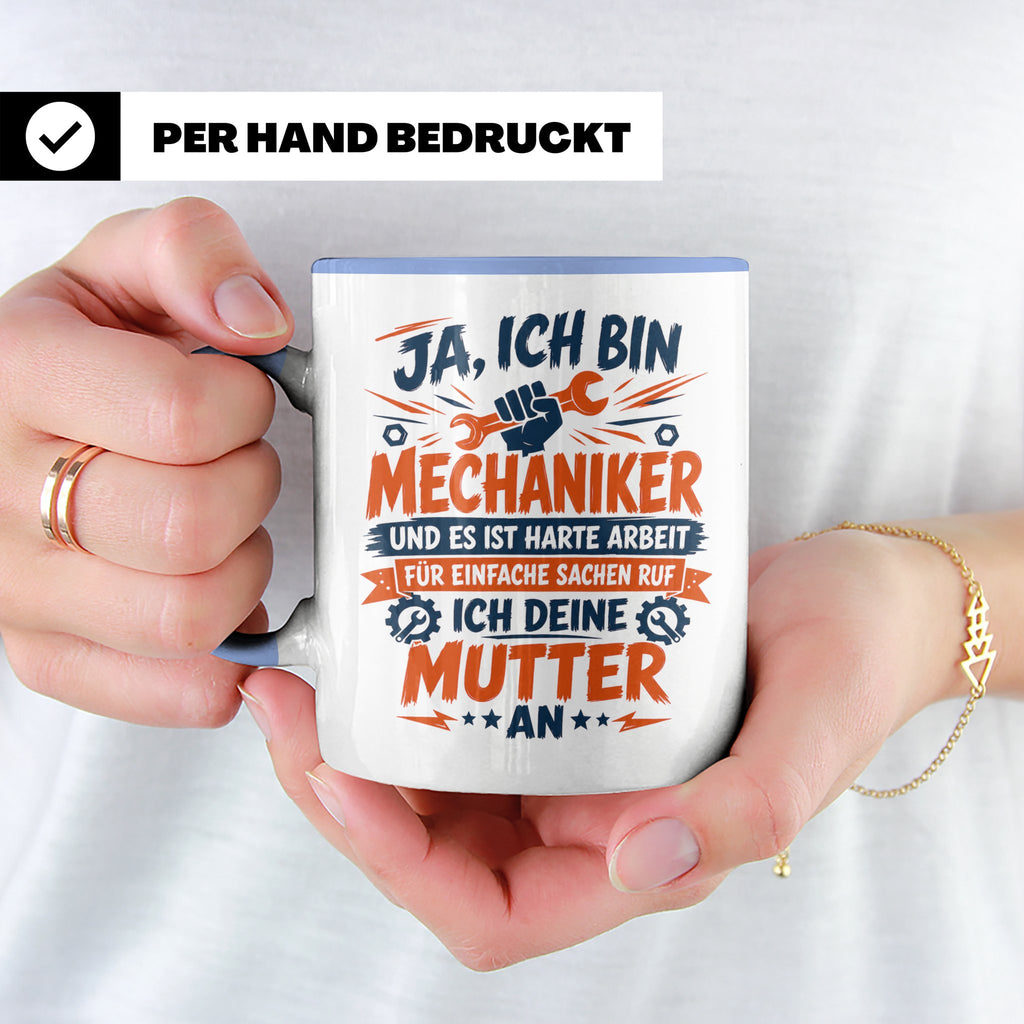 Mechaniker Tasse mit Spruch | KFZ Mechatroniker Geschenkidee – Blau [farbe:blau]