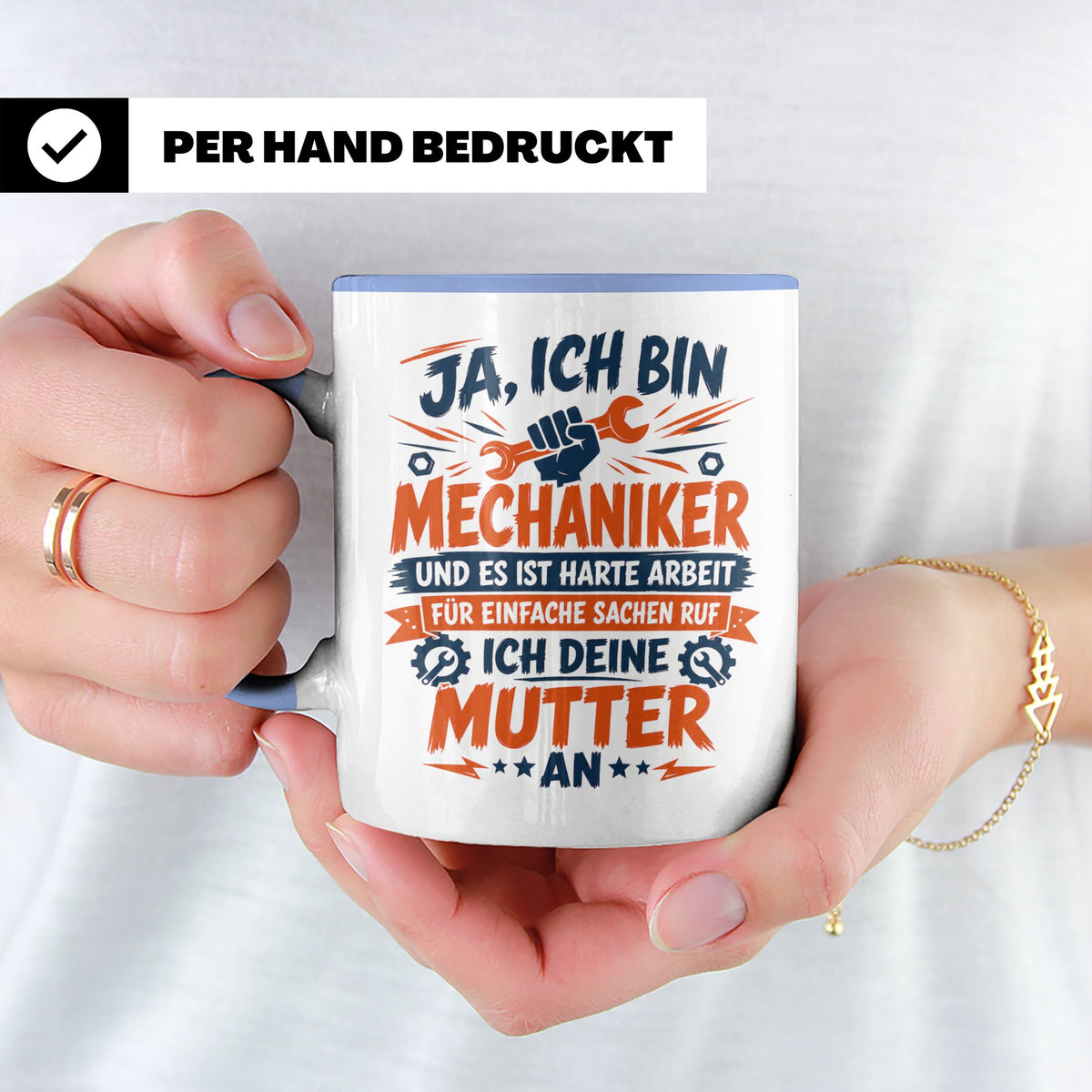 Mechaniker Tasse mit Spruch | KFZ Mechatroniker Geschenkidee – Blau [farbe:blau]