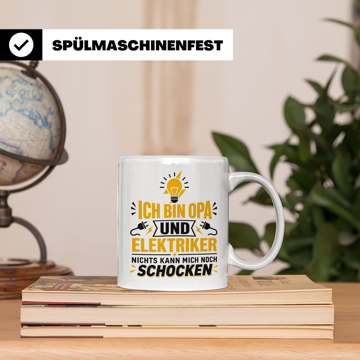 Elektriker Opa Tasse mit Spruch 'Nichts kann mich schocken'  – Weiß [farbe:weiß]
