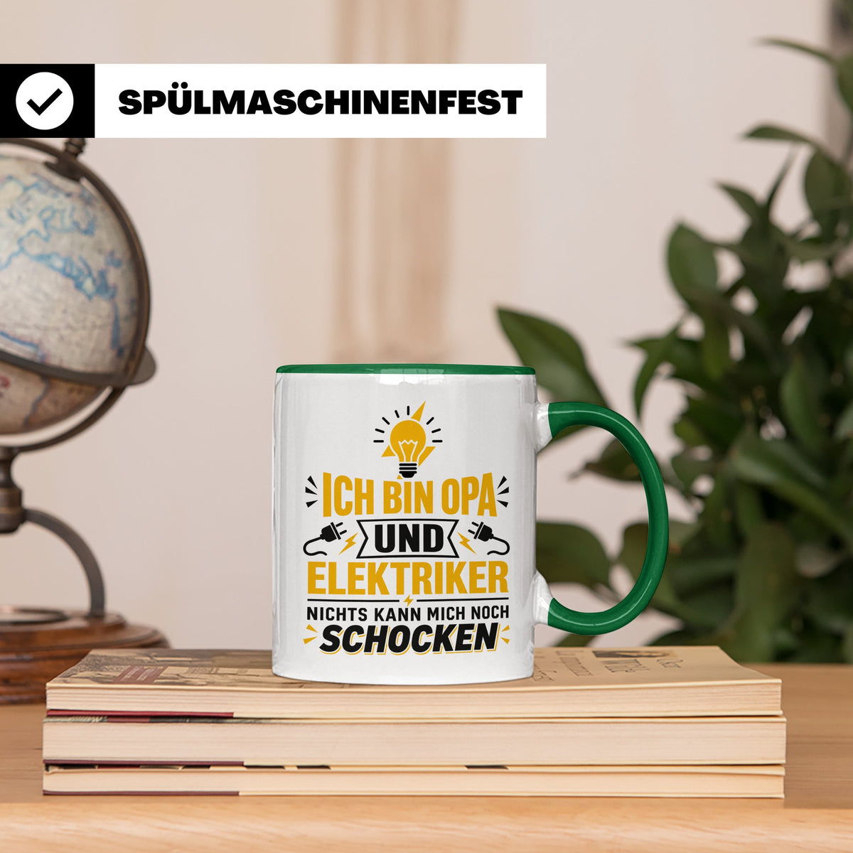 Elektriker Opa Tasse mit Spruch 'Nichts kann mich schocken'  – Grün [farbe:grün]