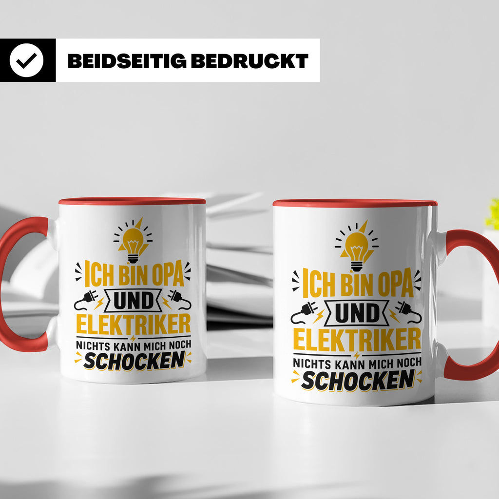Elektriker Opa Tasse mit Spruch 'Nichts kann mich schocken'  – Rot [farbe:rot]