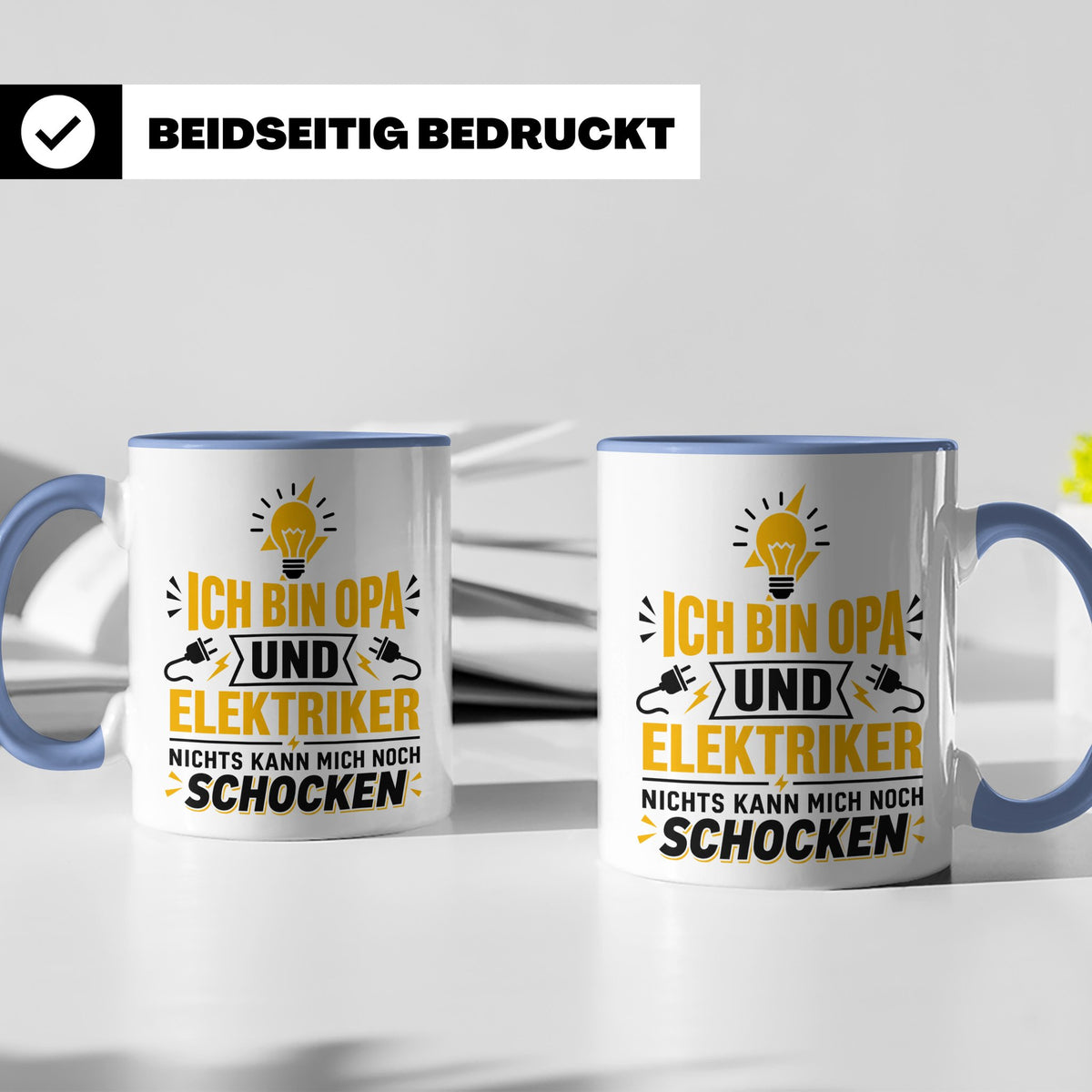 Elektriker Opa Tasse mit Spruch 'Nichts kann mich schocken'  – Blau [farbe:blau]