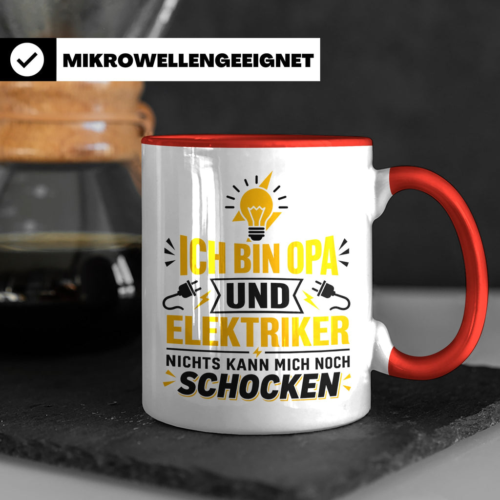 Elektriker Opa Tasse mit Spruch 'Nichts kann mich schocken'  – Rot [farbe:rot]