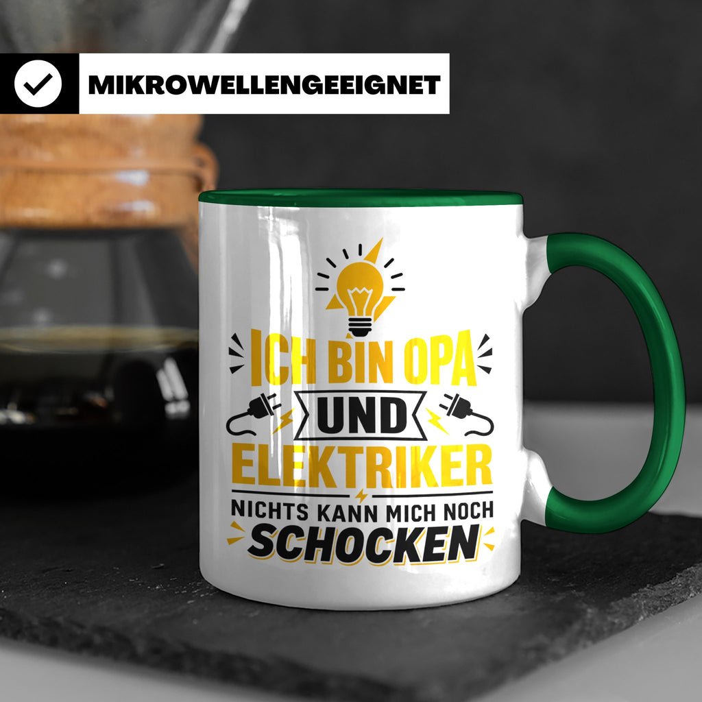 Elektriker Opa Tasse mit Spruch 'Nichts kann mich schocken'  – Grün [farbe:grün]