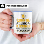 Elektriker Opa Tasse mit Spruch 'Nichts kann mich schocken'  – Blau [farbe:blau]