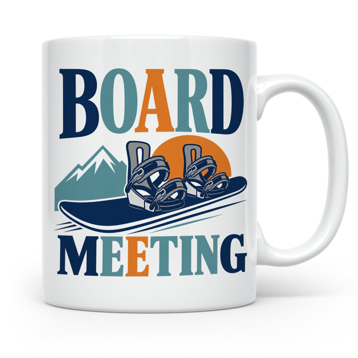 Snowboard Tasse Board Meeting, lustiger Spruch für Snowboard – Weiß [farbe:weiß]