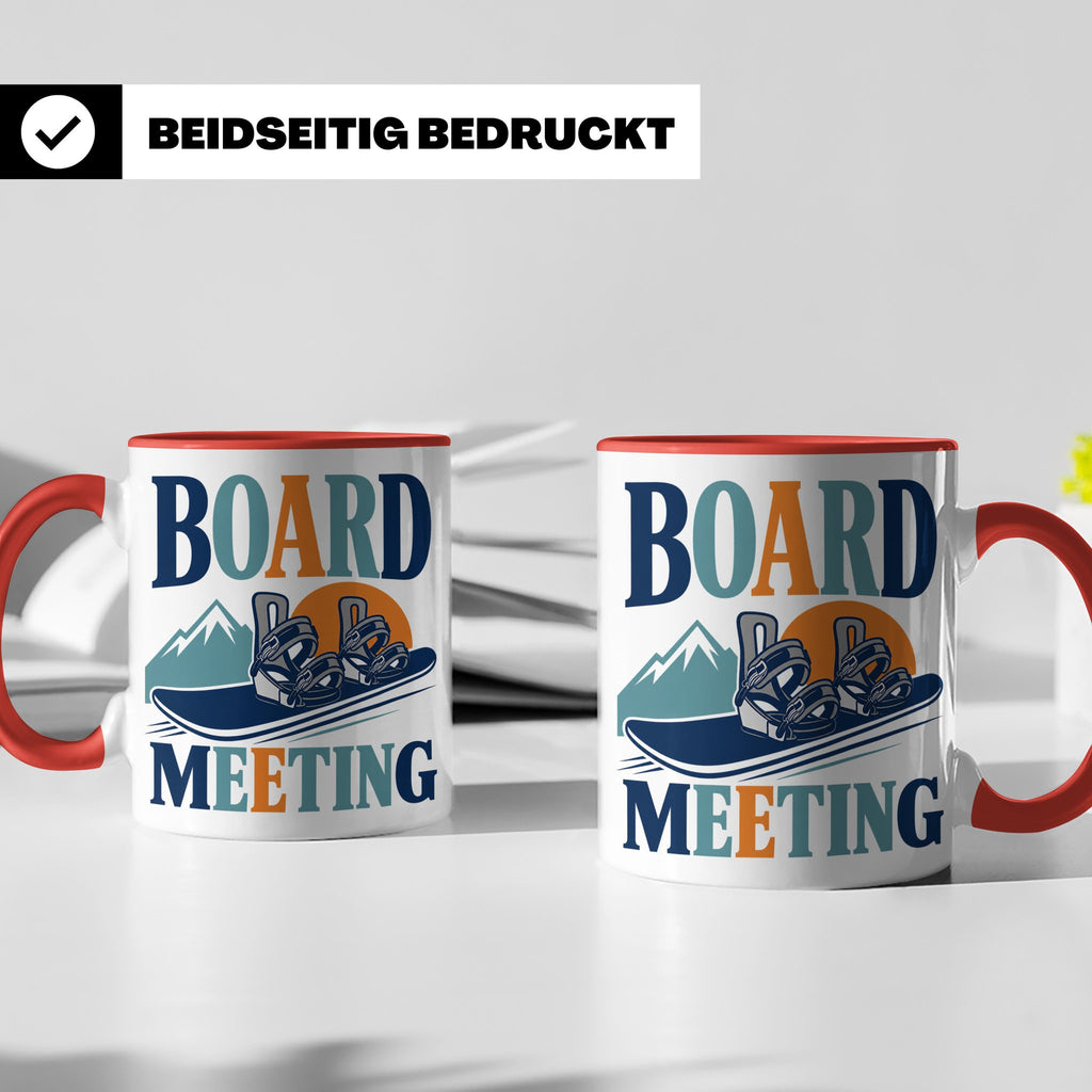 Snowboard Tasse Board Meeting, lustiger Spruch für Snowboard – Rot [farbe:rot]