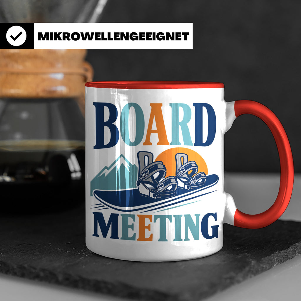 Snowboard Tasse Board Meeting, lustiger Spruch für Snowboard – Rot [farbe:rot]