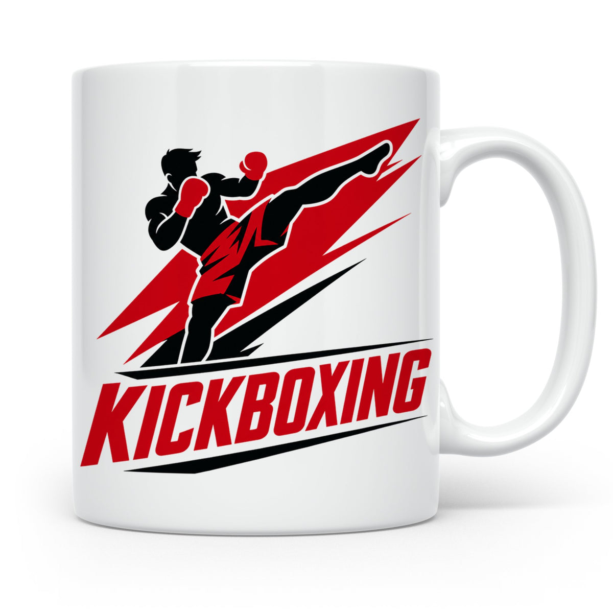 Kickboxen Tasse mit Kämpfer Motiv für Kampfsportler, Geschen – Weiß [farbe:weiß]