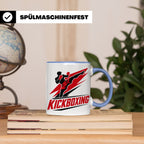 Kickboxen Tasse mit Kämpfer Motiv für Kampfsportler, Geschen – Blau [farbe:blau]