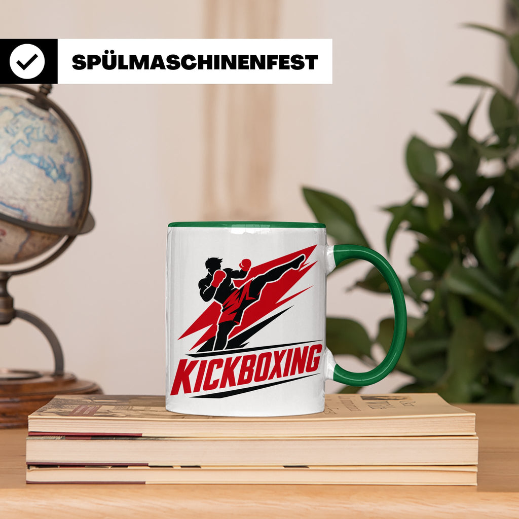 Kickboxen Tasse mit Kämpfer Motiv für Kampfsportler, Geschen – Grün [farbe:grün]