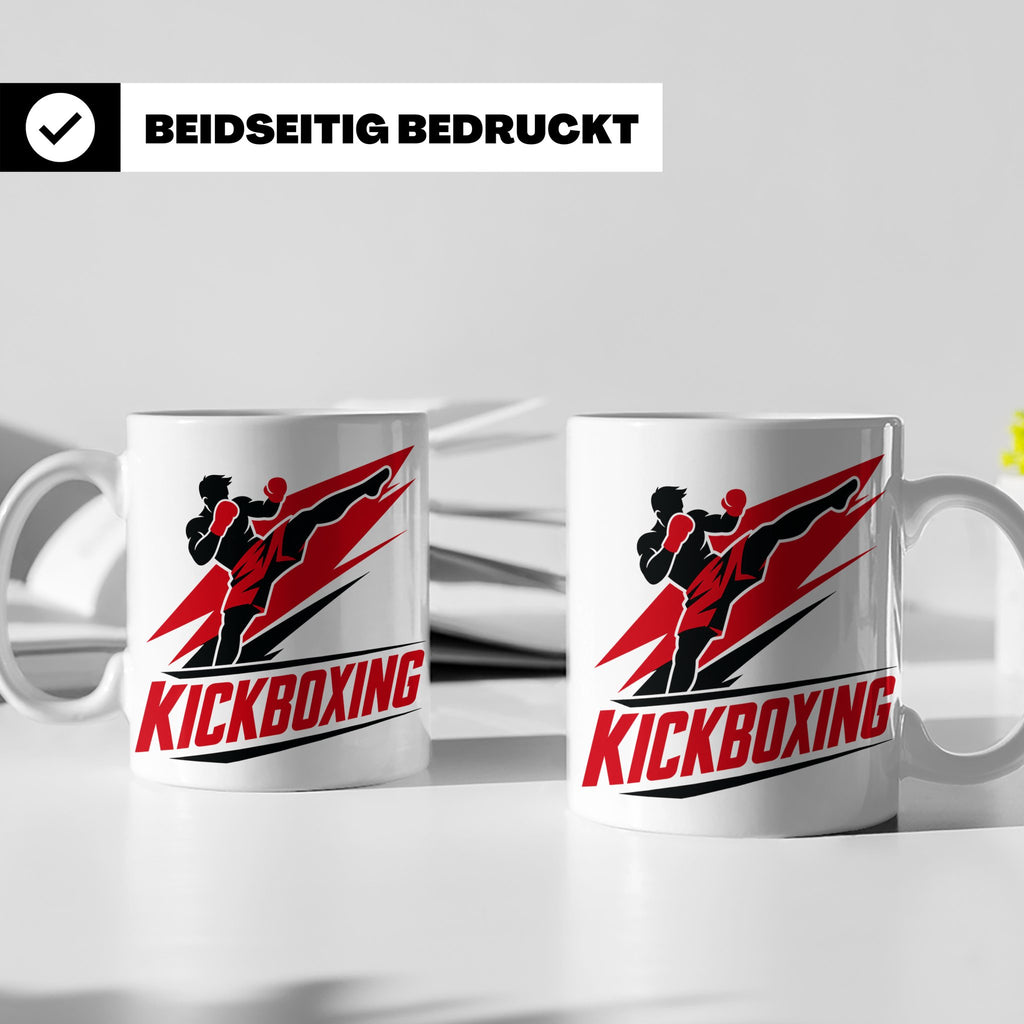 Kickboxen Tasse mit Kämpfer Motiv für Kampfsportler, Geschen – Weiß [farbe:weiß]