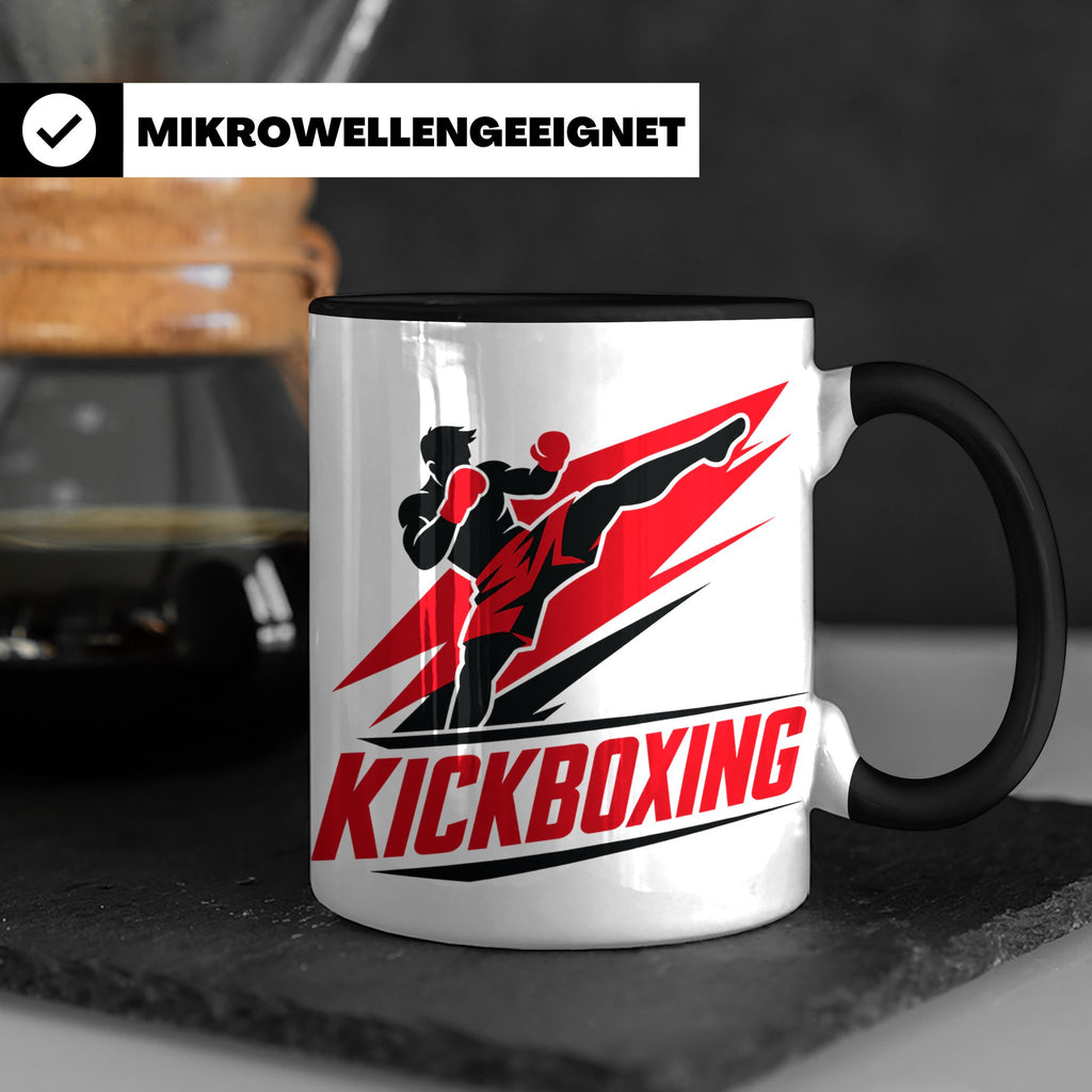Kickboxen Tasse mit Kämpfer Motiv für Kampfsportler, Geschen – Schwarz [farbe:schwarz]