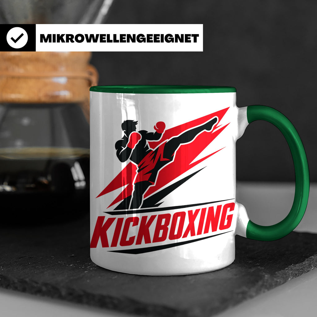 Kickboxen Tasse mit Kämpfer Motiv für Kampfsportler, Geschen – Grün [farbe:grün]
