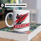 Kickboxen Tasse mit Kämpfer Motiv für Kampfsportler, Geschen – Weiß [farbe:weiß]