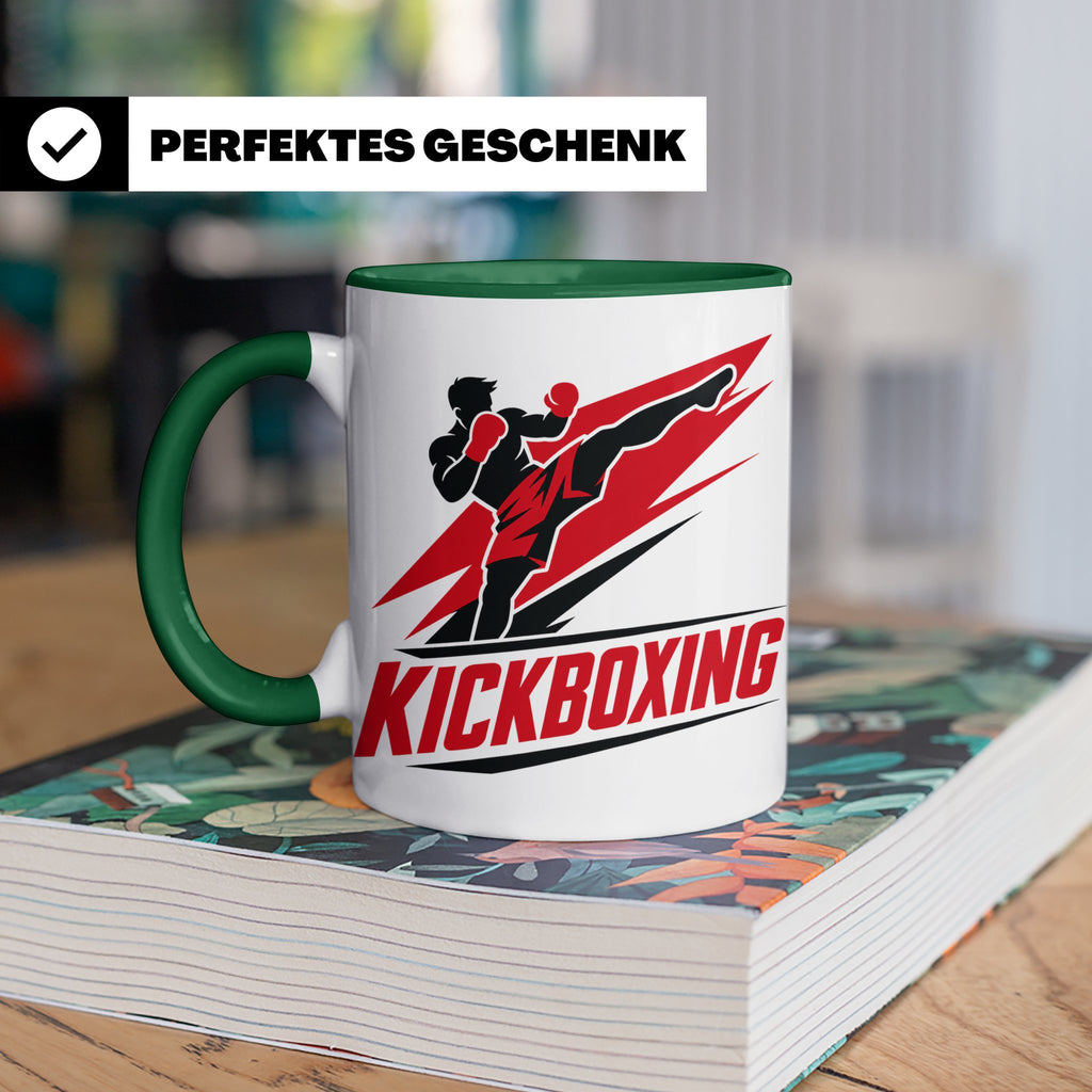 Kickboxen Tasse mit Kämpfer Motiv für Kampfsportler, Geschen – Grün [farbe:grün]