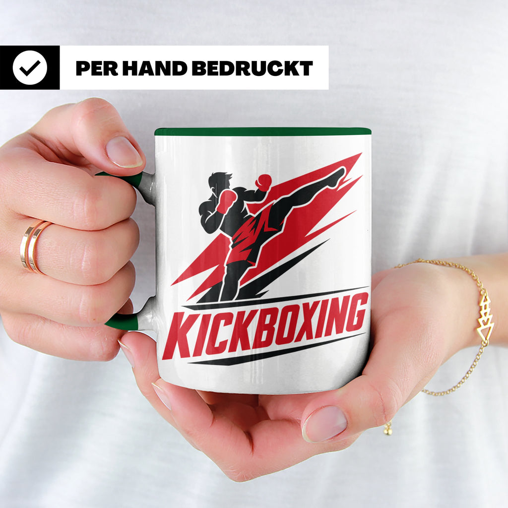 Kickboxen Tasse mit Kämpfer Motiv für Kampfsportler, Geschen – Grün [farbe:grün]