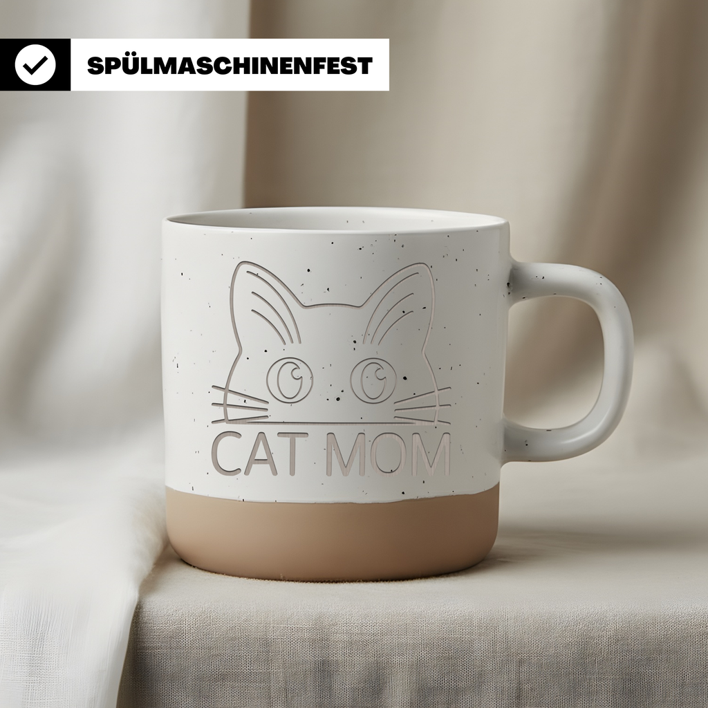 Katze Tasse Cat Mom Geschenk für Katzenmama Kaffeetasse Minimalistisch Design Süße Katze Geburtstag Geschenkidee Frauen Haustier Teetasse