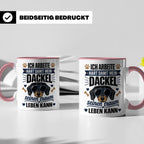 Dackel Tasse mit Spruch Ich arbeite hart damit mein Dackel.. – Rosa [farbe:rosa]