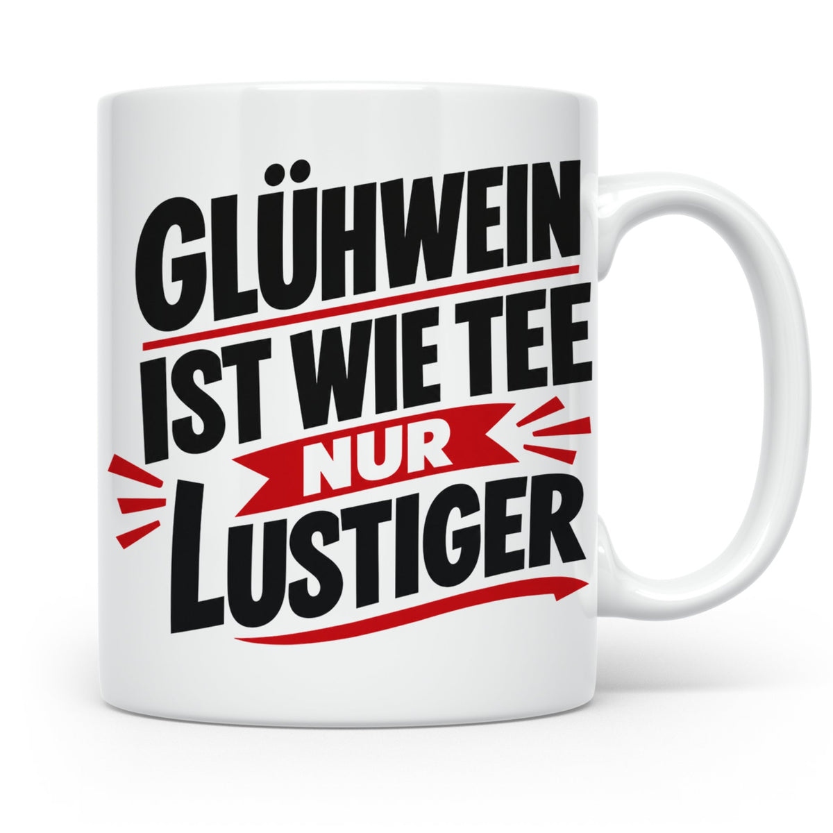 Glühwein Tasse mit Spruch 'ist wie Tee nur lustiger' Weihnac – Weiß [farbe:weiß]