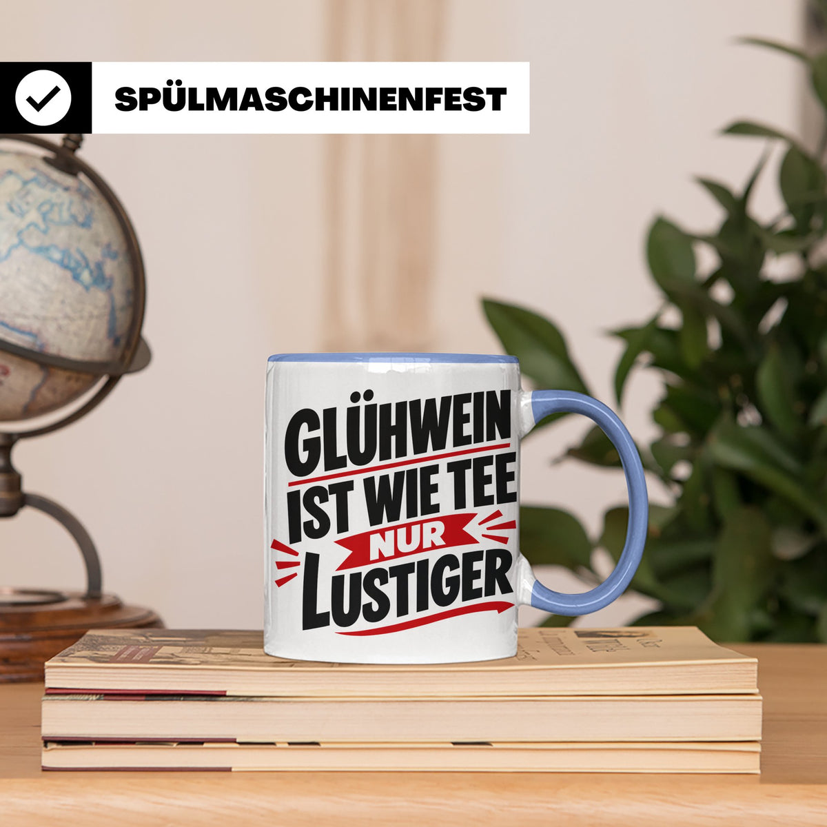 Glühwein Tasse mit Spruch 'ist wie Tee nur lustiger' Weihnac – Blau [farbe:blau]
