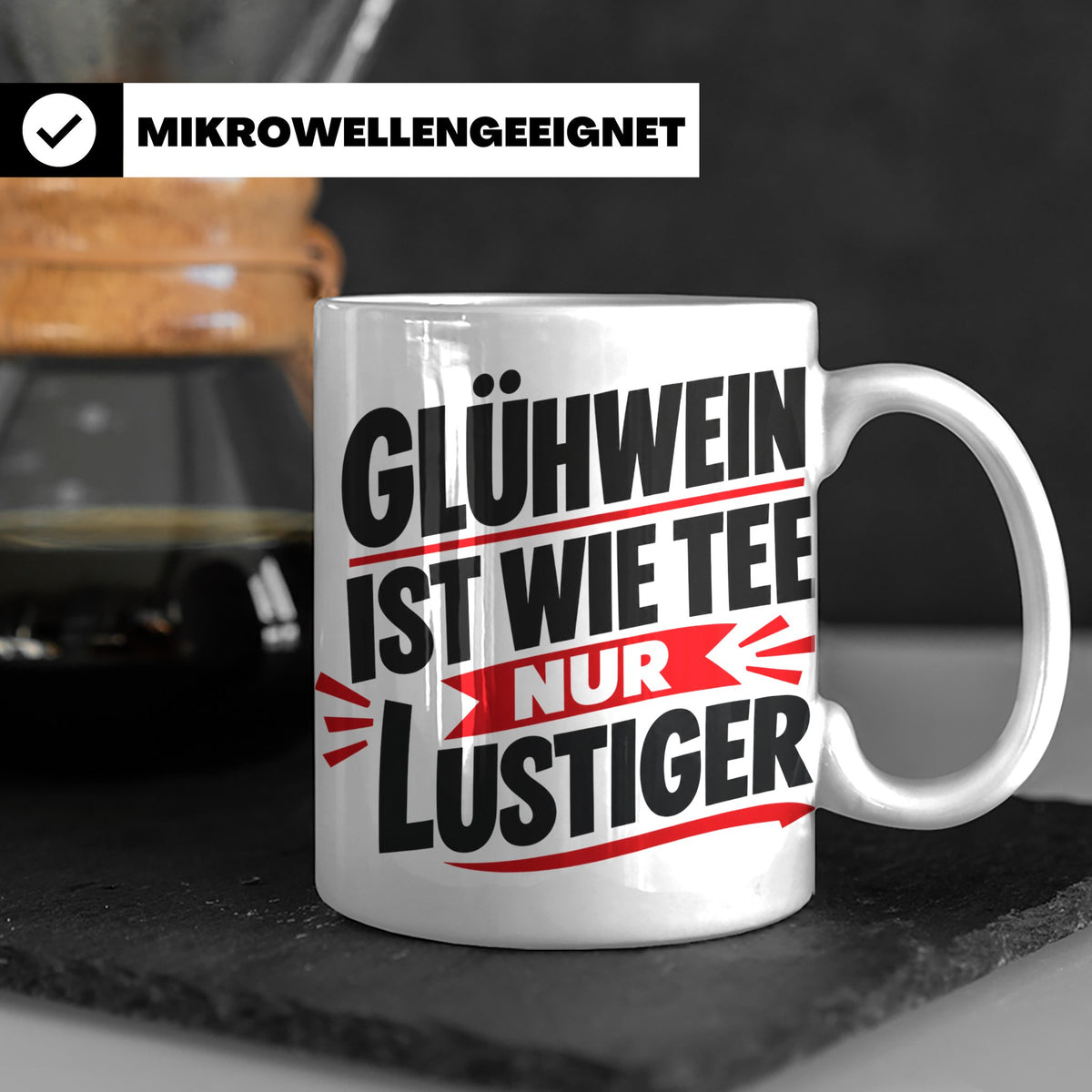 Glühwein Tasse mit Spruch 'ist wie Tee nur lustiger' Weihnac – Weiß [farbe:weiß]