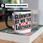 Glühwein Tasse mit Spruch 'ist wie Tee nur lustiger' Weihnac – Schwarz [farbe:schwarz]