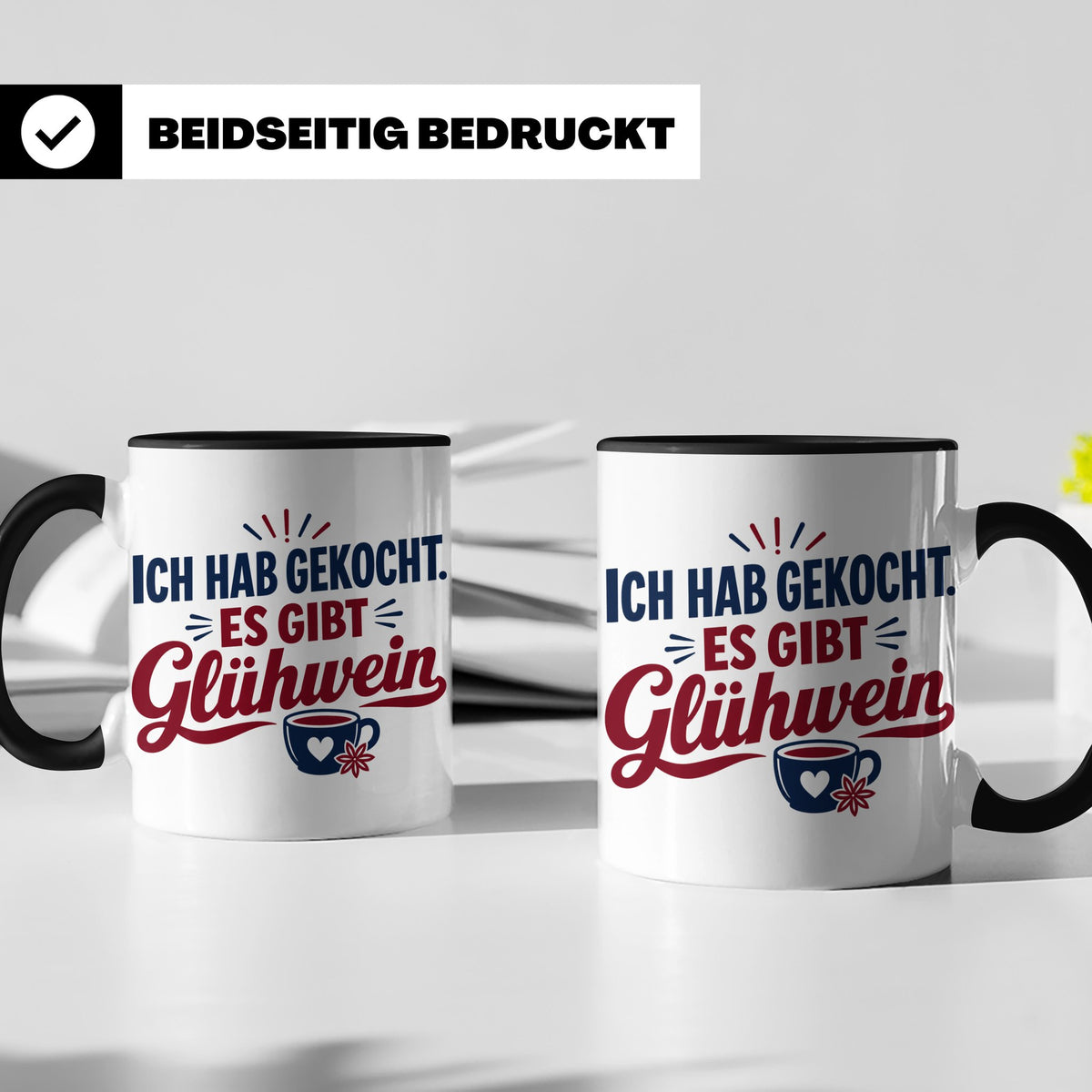 Glühwein Tasse 'Ich hab gekocht', lustiger Weihnachtsmarkt B – Schwarz [farbe:schwarz]