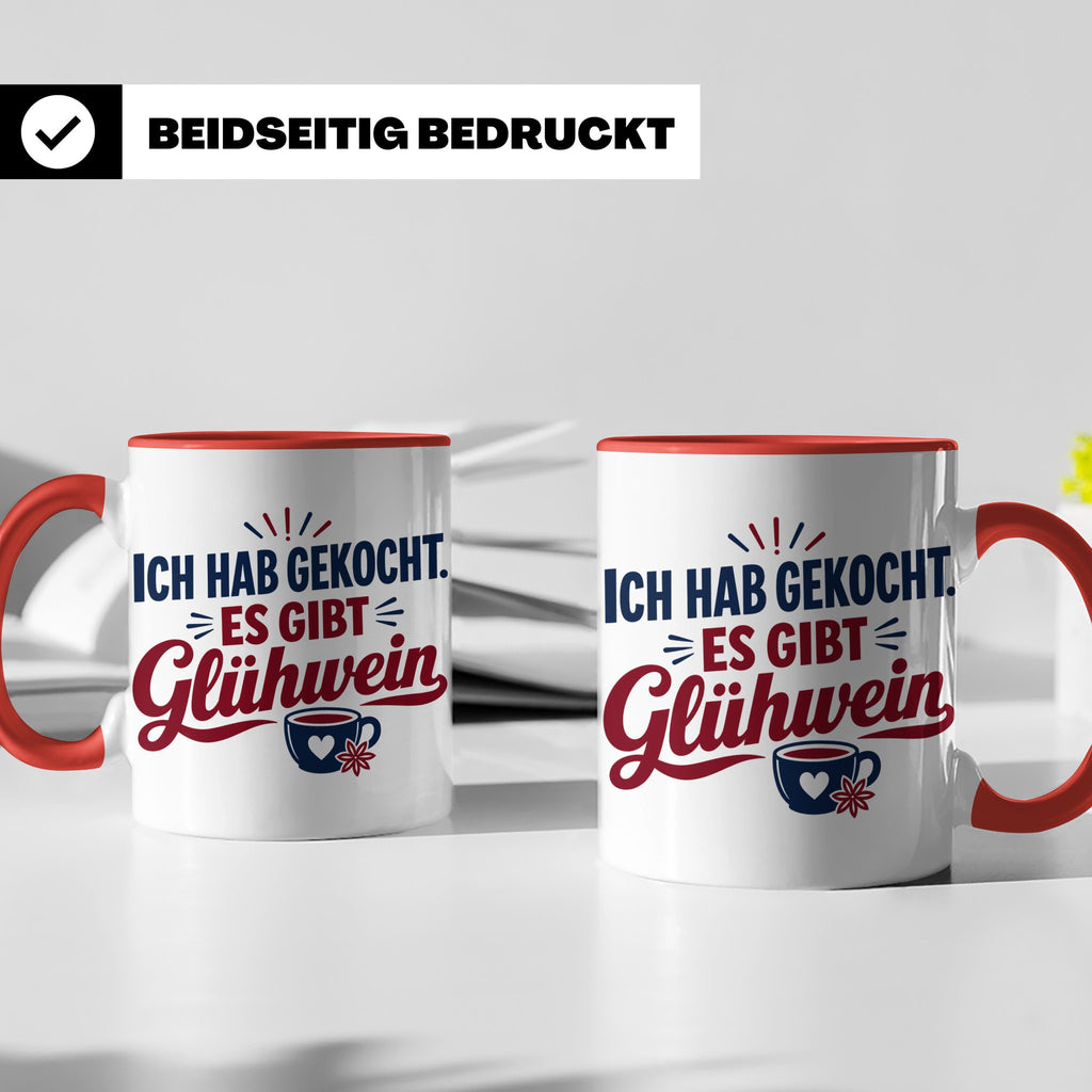 Glühwein Tasse 'Ich hab gekocht', lustiger Weihnachtsmarkt B – Rot [farbe:rot]