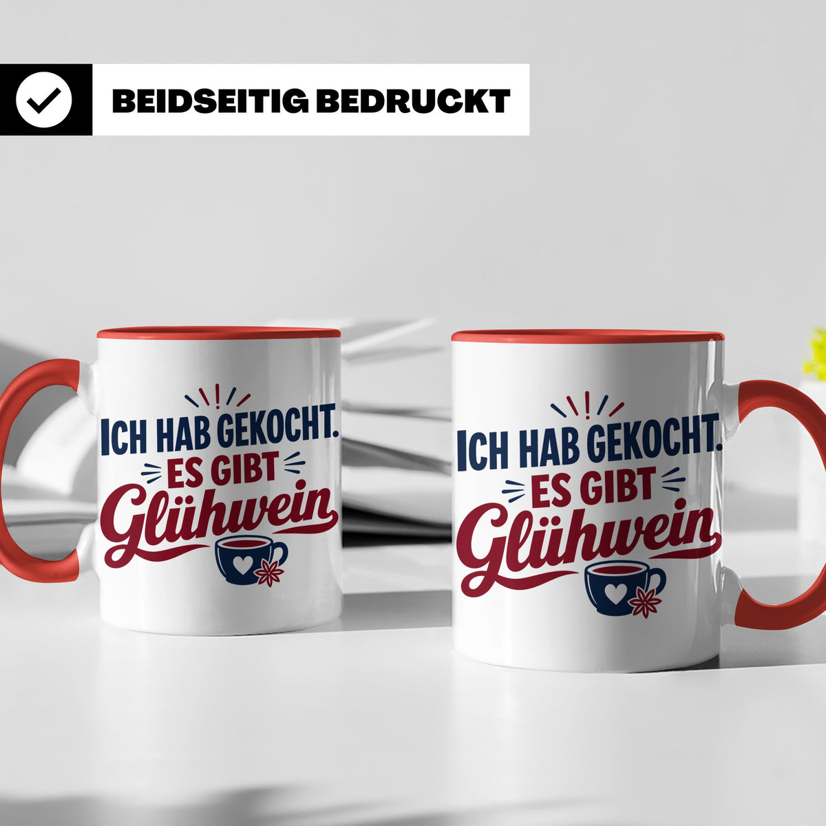 Glühwein Tasse 'Ich hab gekocht', lustiger Weihnachtsmarkt B – Rot [farbe:rot]