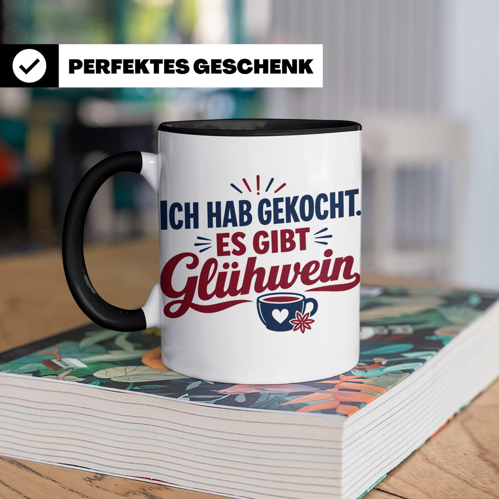 Glühwein Tasse 'Ich hab gekocht', lustiger Weihnachtsmarkt B – Schwarz [farbe:schwarz]