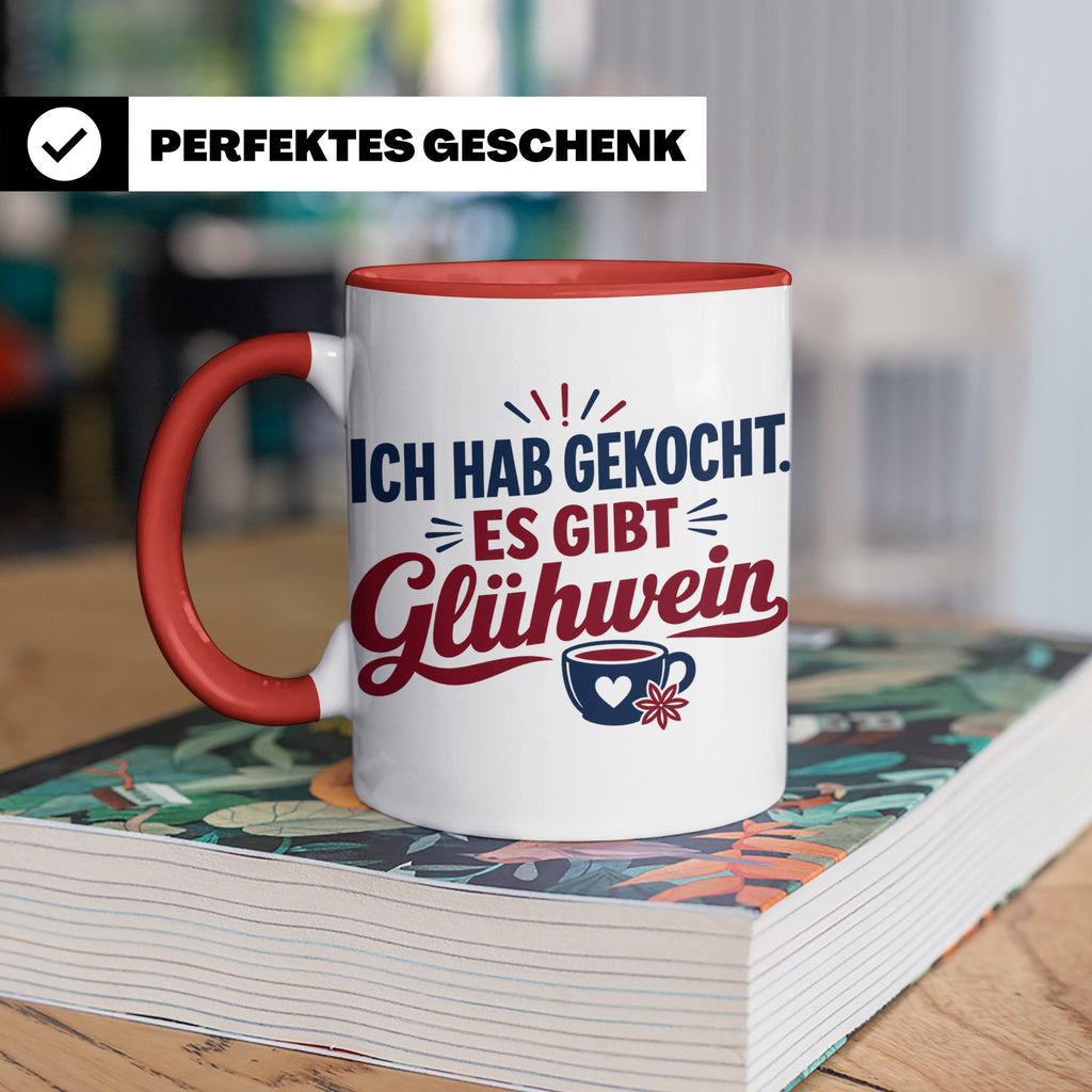 Glühwein Tasse 'Ich hab gekocht', lustiger Weihnachtsmarkt B – Rot [farbe:rot]