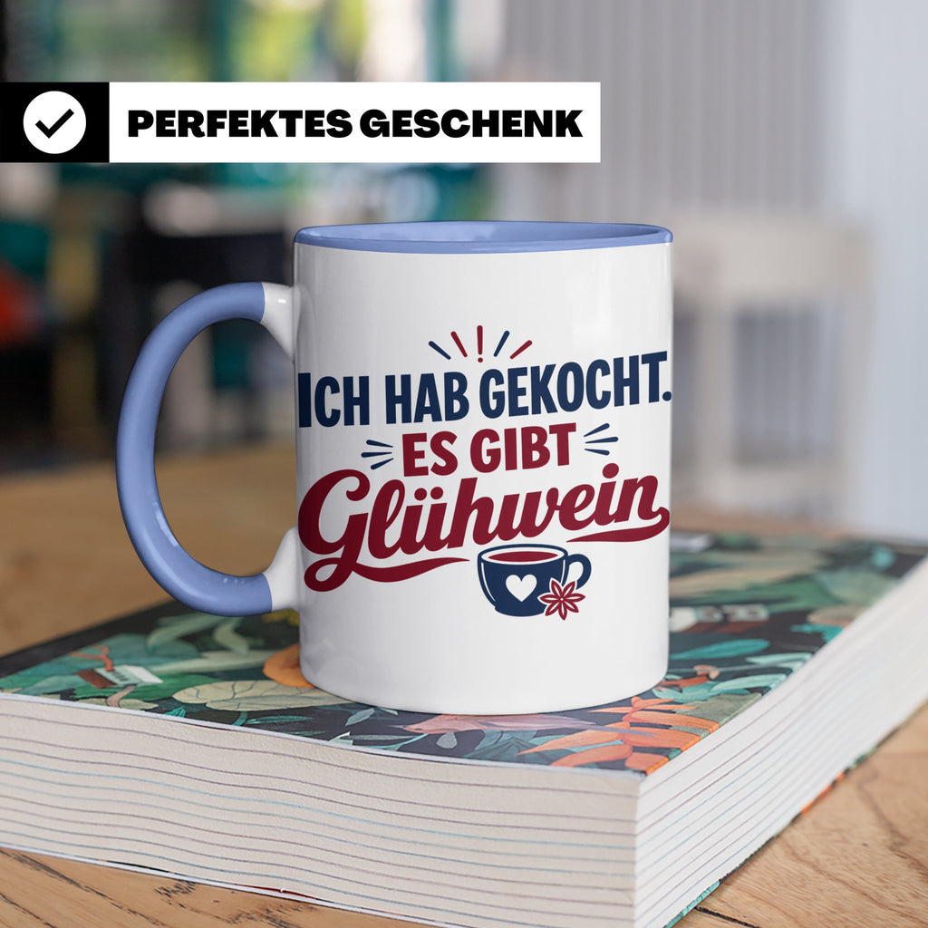 Glühwein Tasse 'Ich hab gekocht', lustiger Weihnachtsmarkt B – Blau [farbe:blau]
