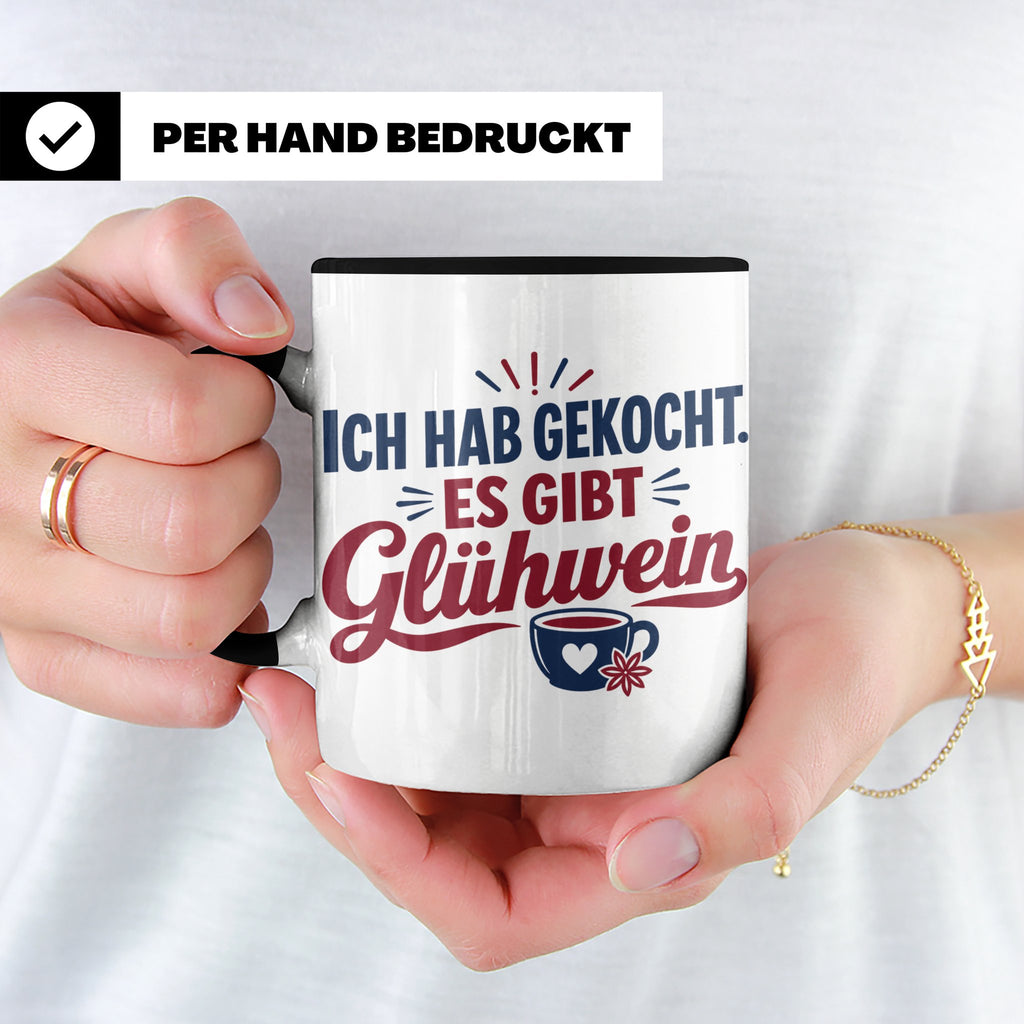 Glühwein Tasse 'Ich hab gekocht', lustiger Weihnachtsmarkt B – Schwarz [farbe:schwarz]